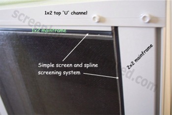 Aluminum screen wall and the screen / spline shown