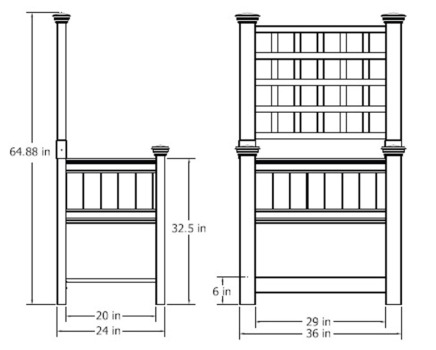 Bloomsbury Planter & Trellis wireframe dimensions