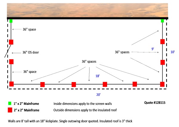 10' x 20' Screen Enclosure Layout