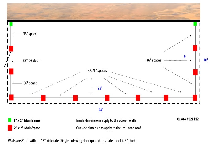 10' x 24' Screen Enclosure Layout