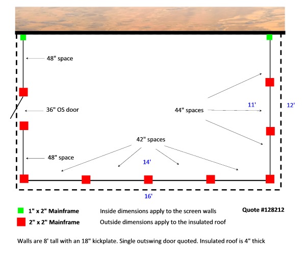 12' x 16' Screen Enclosure Layout