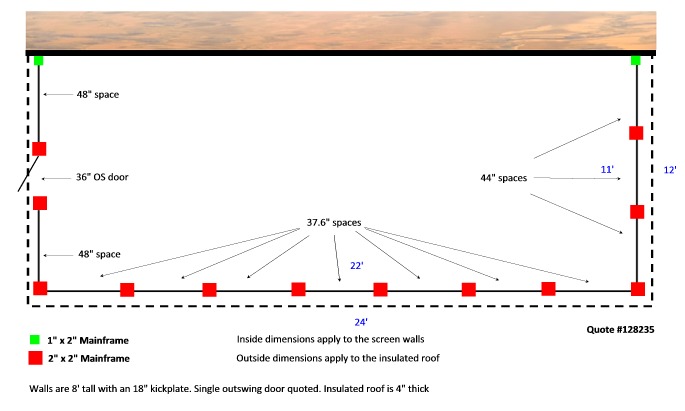 12' x 24' Screen Enclosure Layout
