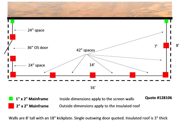 8' x 16' Screen Enclosure Layout