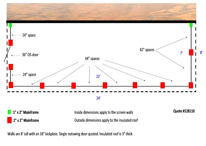 8' x 24' Screen Enclosure Layout