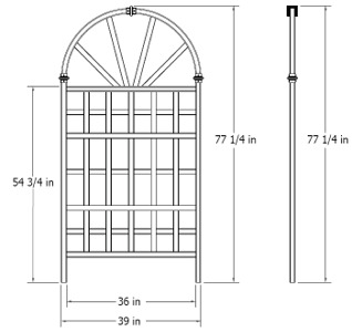 Athens Trellis wireframe dimensions