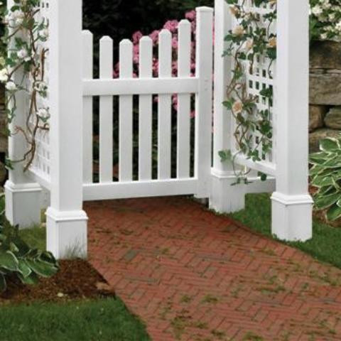 Cottage Picket Gate Installed on a garden path