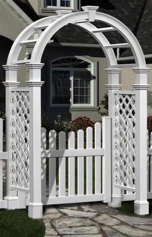 Cottage Picket Gate installed on the Livingston Arbor