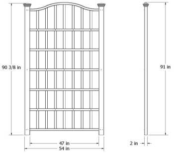 Grande Trellis wireframe dimensions