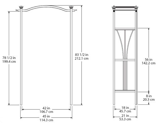 London Arbor wireframe dimensions