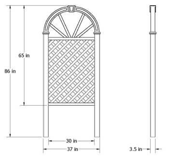 Nantucket Trellis wireframe dimensions