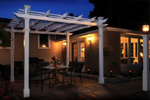 Short Base Mouldings Installed on a Tuscany Pergola