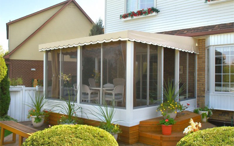 Wall Mounted, Three Sided Patio Enclosure