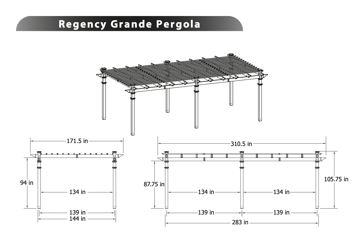 Regency Grande Pergola Specifications