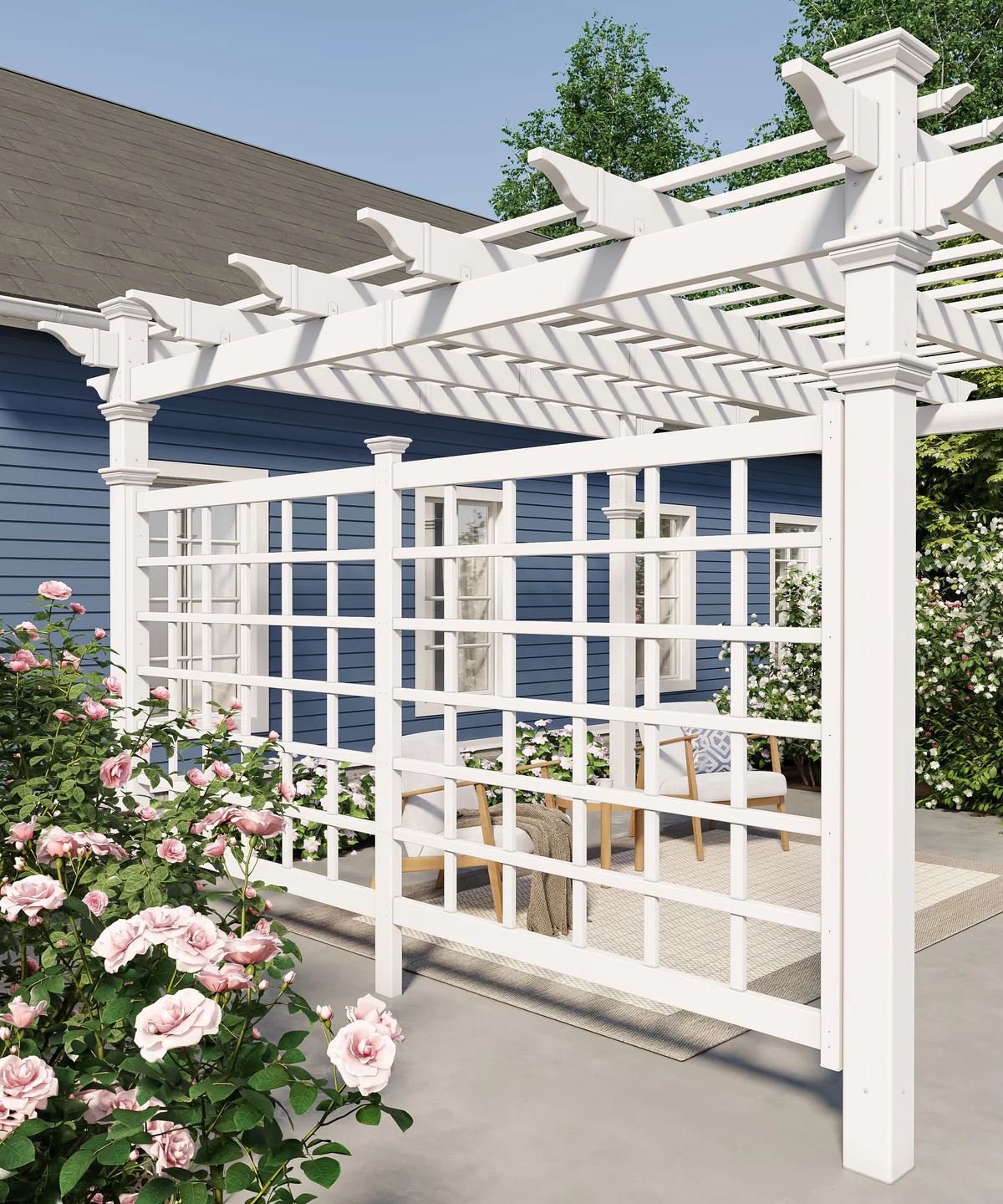 Regency Pergola with Privacy Trellis