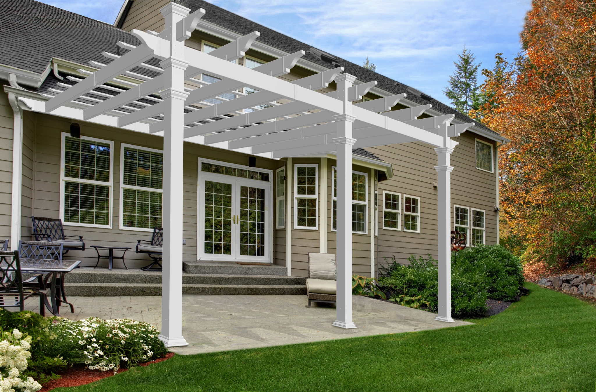 Valencia Pergola VA42086 Vinyl Pergola Kit Patio Concepts Canada